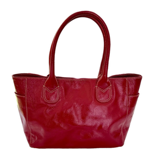J. McLaughlin Red Patent Leather Hand Bag Purse Shoulder Bag Tote
